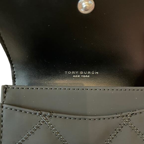 TORY BURCH Willa Matte Card Case 150057 Leather Black Quilted Small NEW - Picture 11 of 16